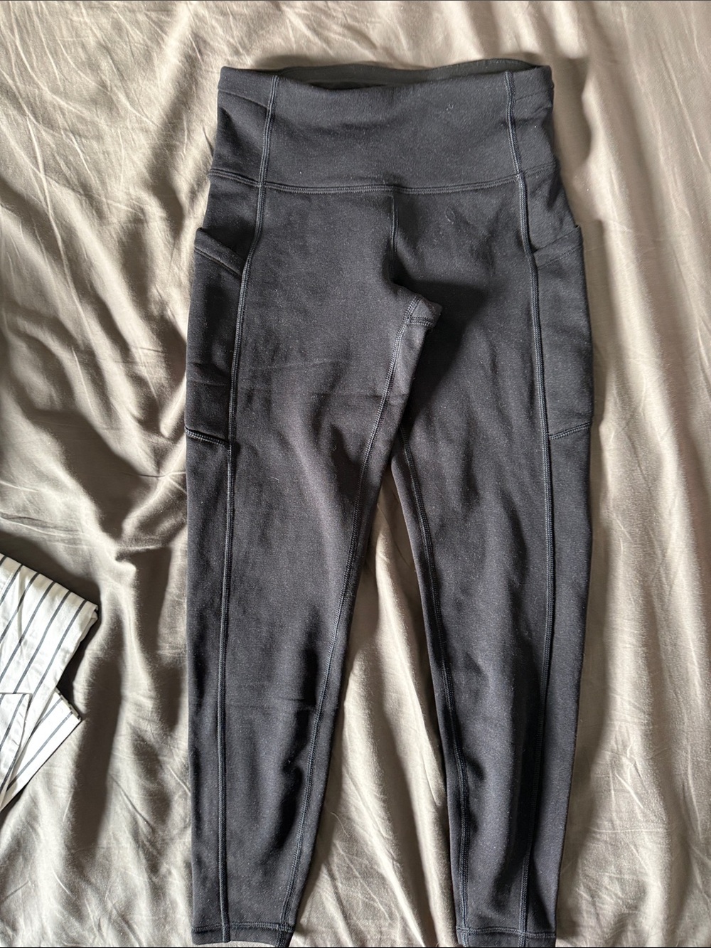 Athleta Black High-Rise Polartec Leggings with Side Pockets